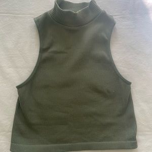 Green Zara Turtleneck Crop Top